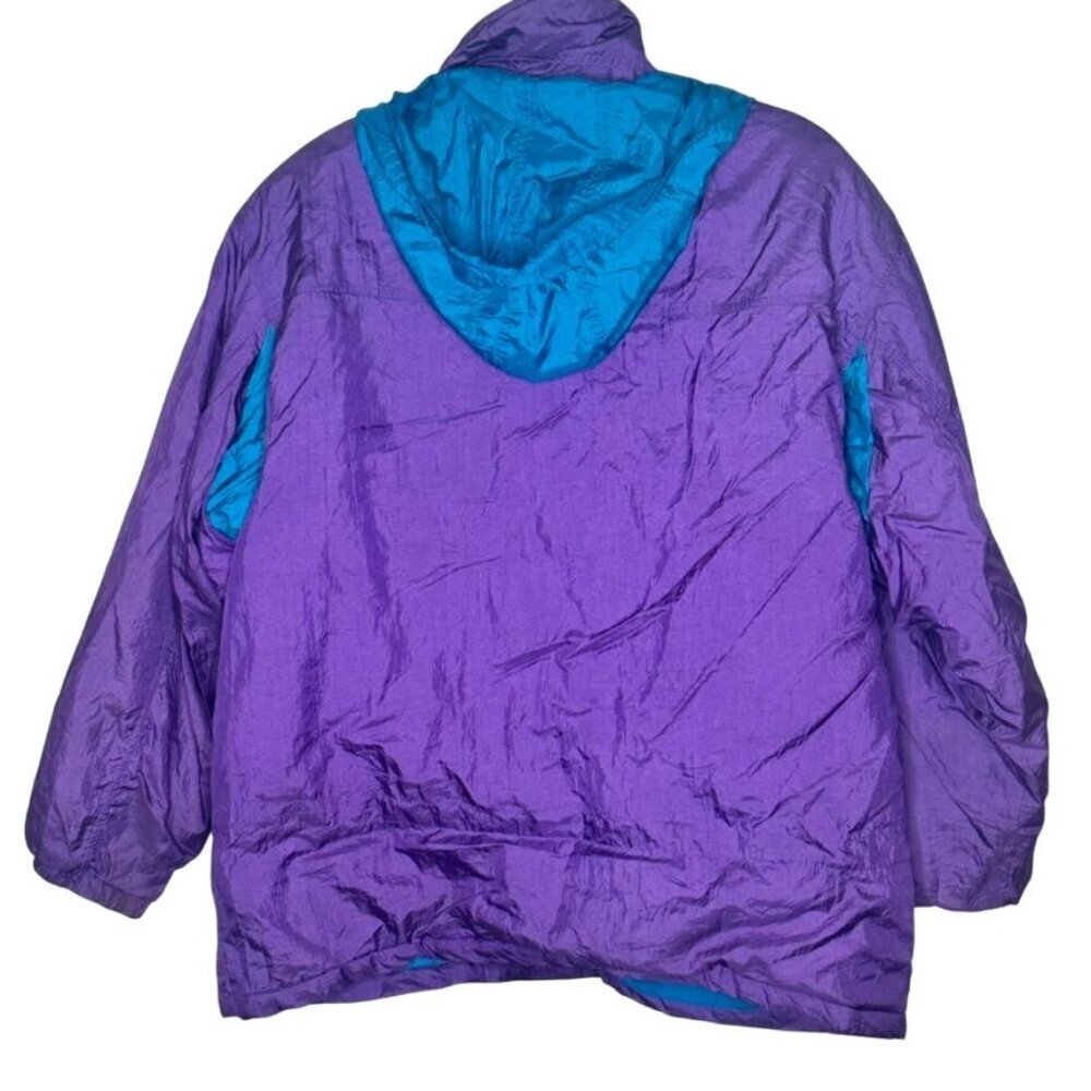 Vintage Andy Johns Puffy Purple Nylon Jacket Womens L 80s Retro Kidcore Bright - Picture 2 of 14